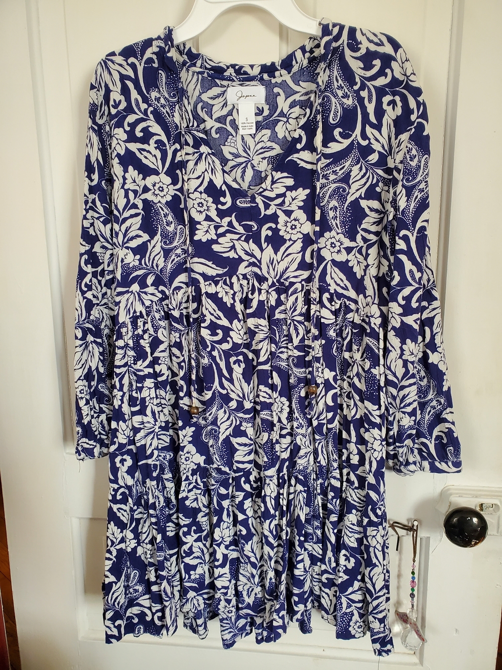 Japna Navy & White Floral Tunic Dress